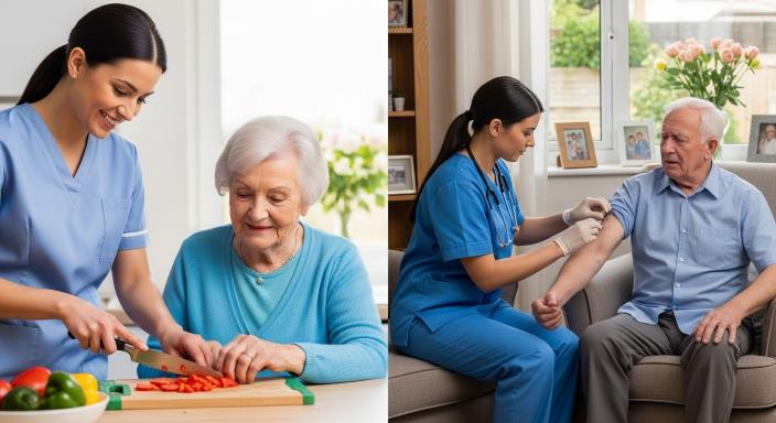 Home care vs home health care comparison caregiver assistance vs skilled nursing services at home